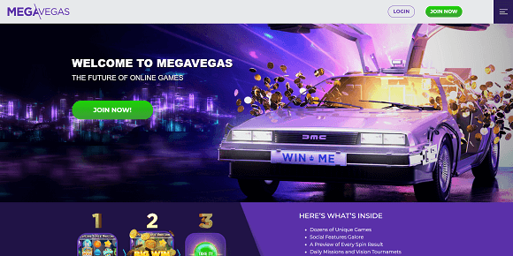 MegaVegas Homepage